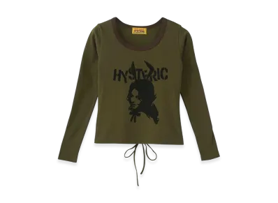HYSTERIC GLAMOUR BUNNY GIRL Lace-up Chibi Tee "Khaki"