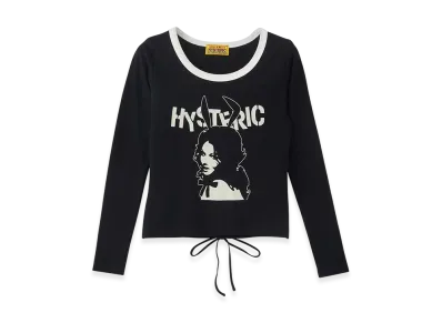 HYSTERIC GLAMOUR BUNNY GIRL Lace-up Chibi Tee "Black"