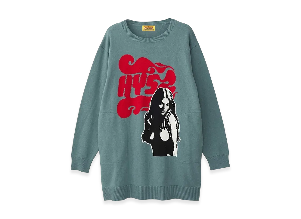 HYSTERIC GLAMOUR FLAME WOMAN Knit Dress "Green"
