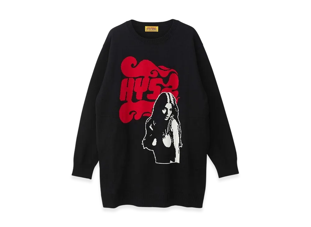 HYSTERIC GLAMOUR FLAME WOMAN Knit Dress "Black"