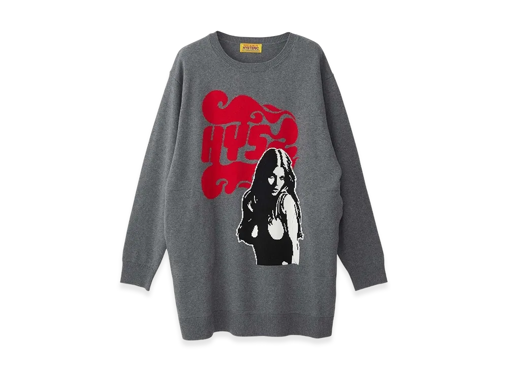 HYSTERIC GLAMOUR FLAME WOMAN Knit Dress "Top Gray"