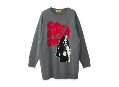 HYSTERIC GLAMOUR FLAME WOMAN Knit Dress "Top Gray"