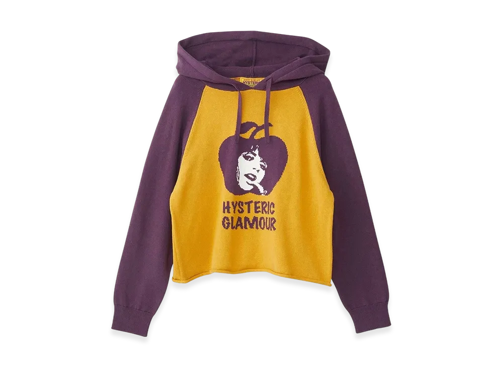 HYSTERIC GLAMOUR APPLE GIRL Knit Hoodie "Yellow"