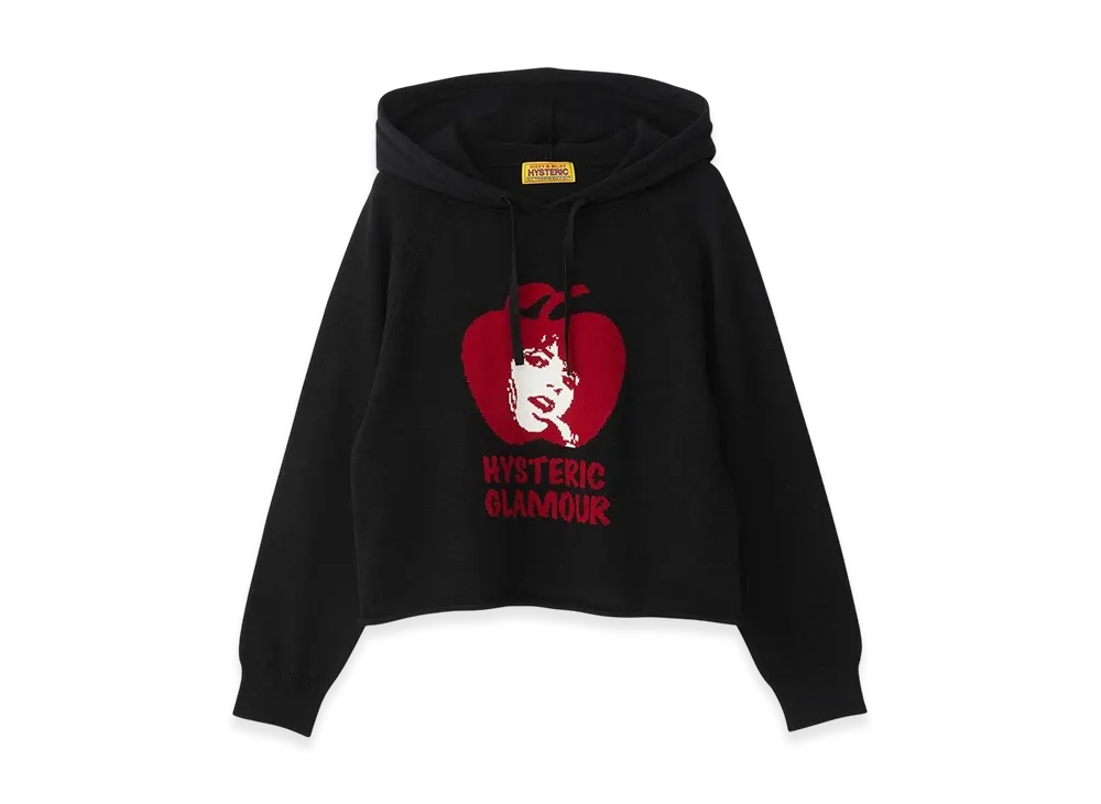 HYSTERIC GLAMOUR APPLE GIRL Knit Hoodie "Black"