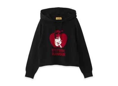 HYSTERIC GLAMOUR APPLE GIRL Knit Hoodie "Black"