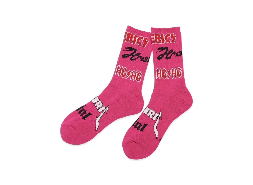 HYSTERIC GLAMOUR METAL LOGO Pattern Sports Socks "Pink"