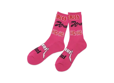 HYSTERIC GLAMOUR METAL LOGO Pattern Sports Socks "Pink"