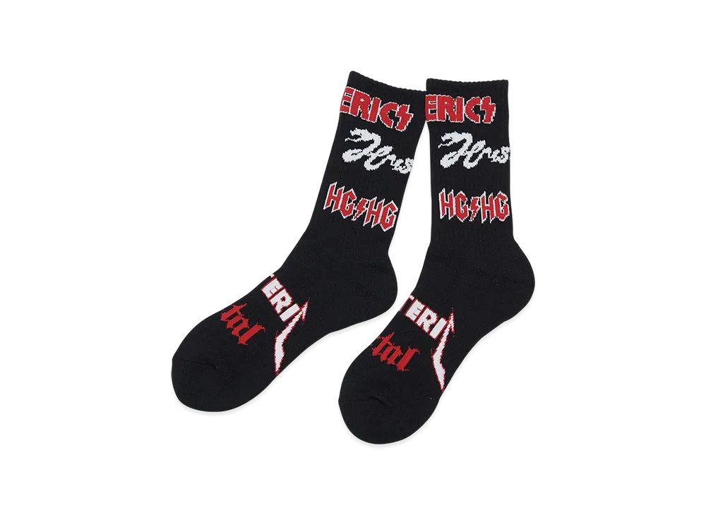 HYSTERIC GLAMOUR METAL LOGO Pattern Sports Socks "Black"