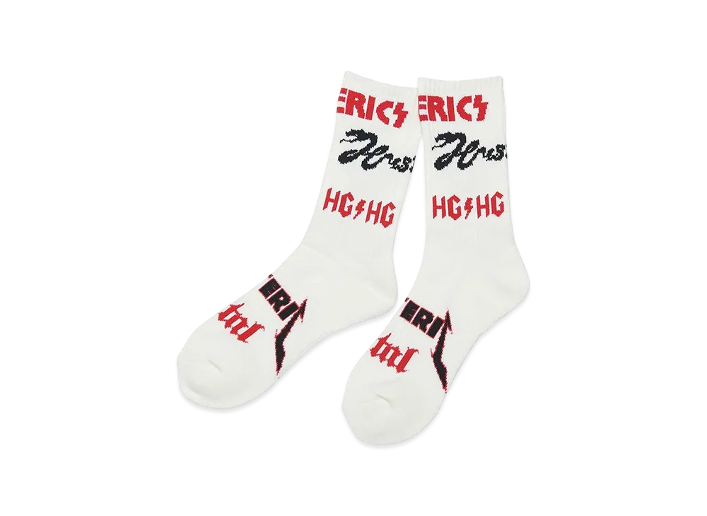 HYSTERIC GLAMOUR METAL LOGO Pattern Sports Socks "White"