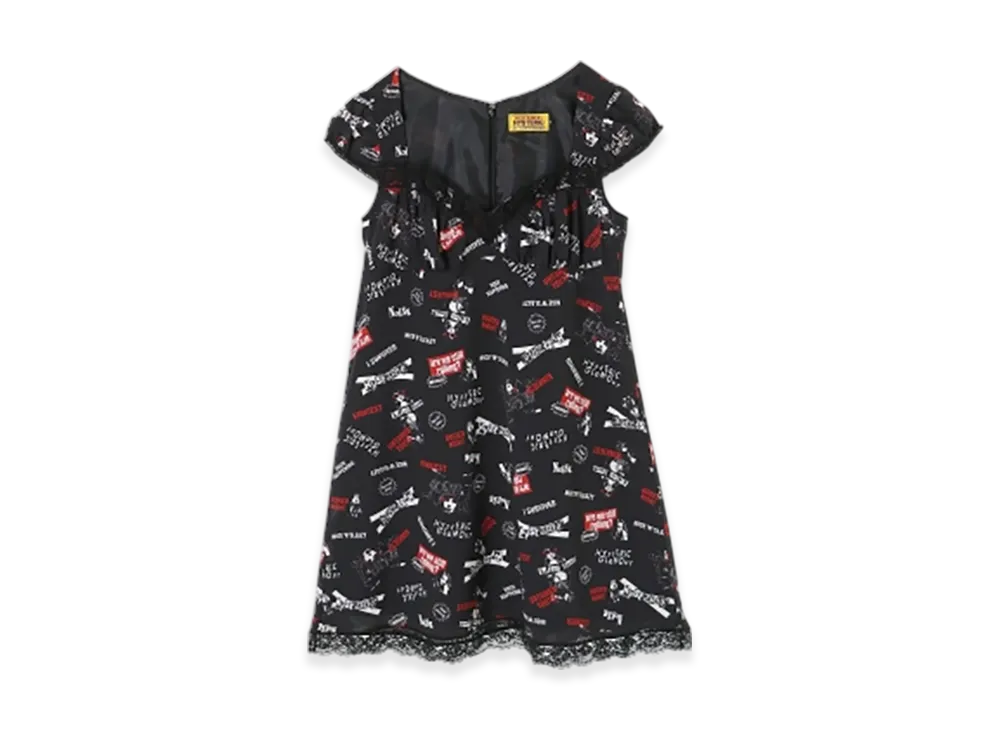 HYSTERIC GLAMOUR Rock Happening Pattern Dress "Black"