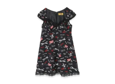 HYSTERIC GLAMOUR Rock Happening Pattern Dress "Black"