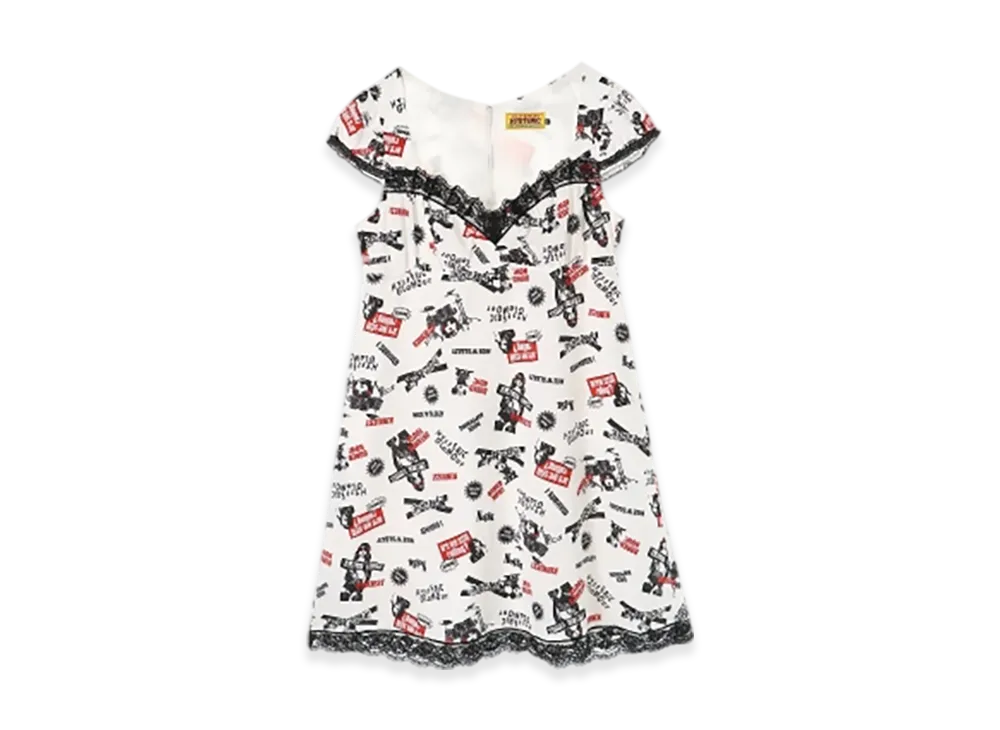 HYSTERIC GLAMOUR Rock Happening Pattern Dress "White"