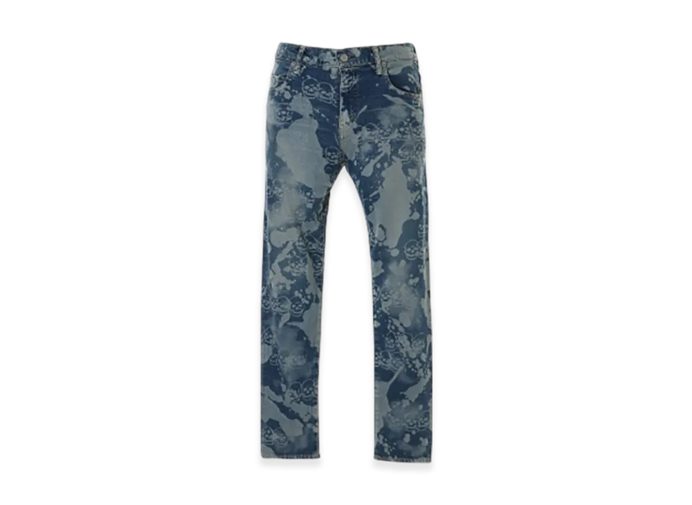 HYSTERIC GLAMOUR Dropping & Skully Pattern Slim Denim Pants "Light Indigo Blue"
