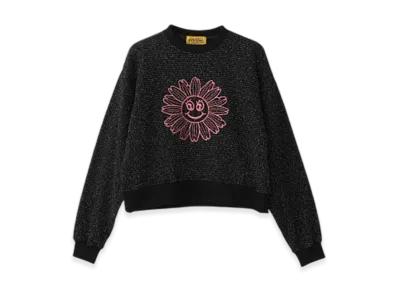 HYSTERIC GLAMOUR Flower Power Embroidered Short Sweatshirt "Black"