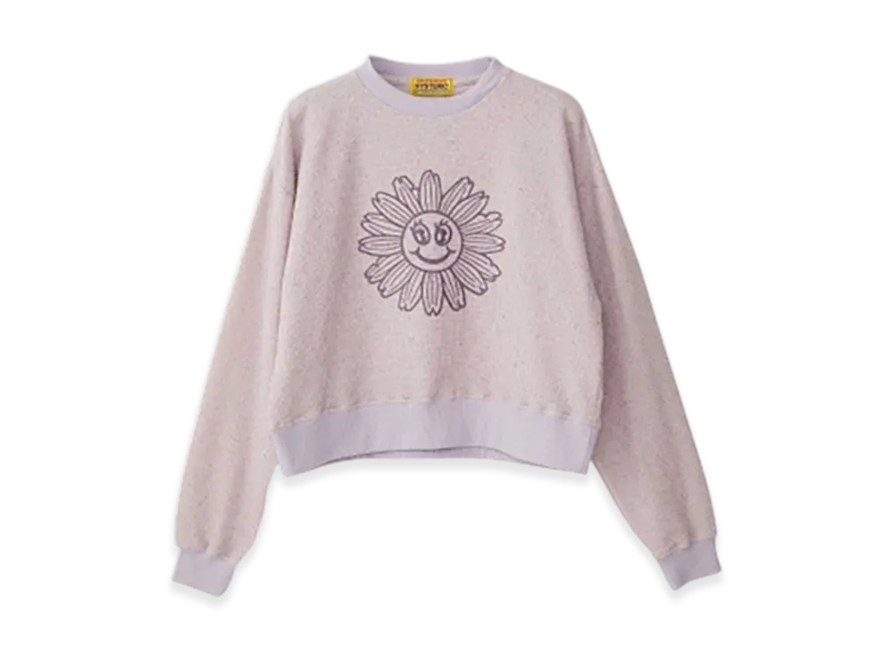 HYSTERIC GLAMOUR Flower Power Embroidered Short Sweatshirt "Purple"