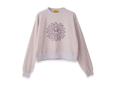 HYSTERIC GLAMOUR Flower Power Embroidered Short Sweatshirt "Purple"