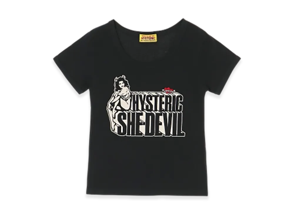 HYSTERIC GLAMOUR She Devil Heart Embroidered Mini T-Shirt "Black"