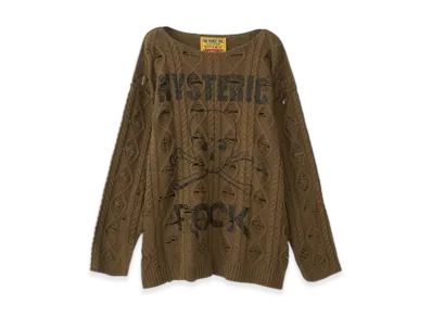 HYSTERIC GLAMOUR Siena Barnes / Hys Rock Crushed Sweater "Khaki"