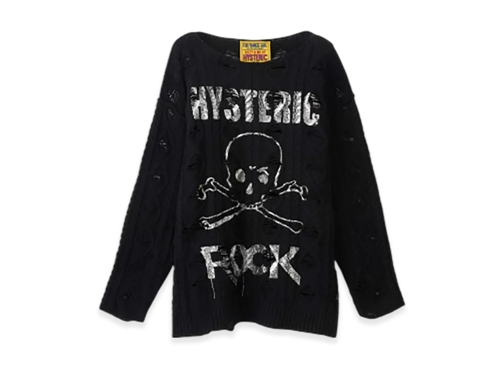 HYSTERIC GLAMOUR Siena Barnes / Hys Rock Crushed Sweater "Black"