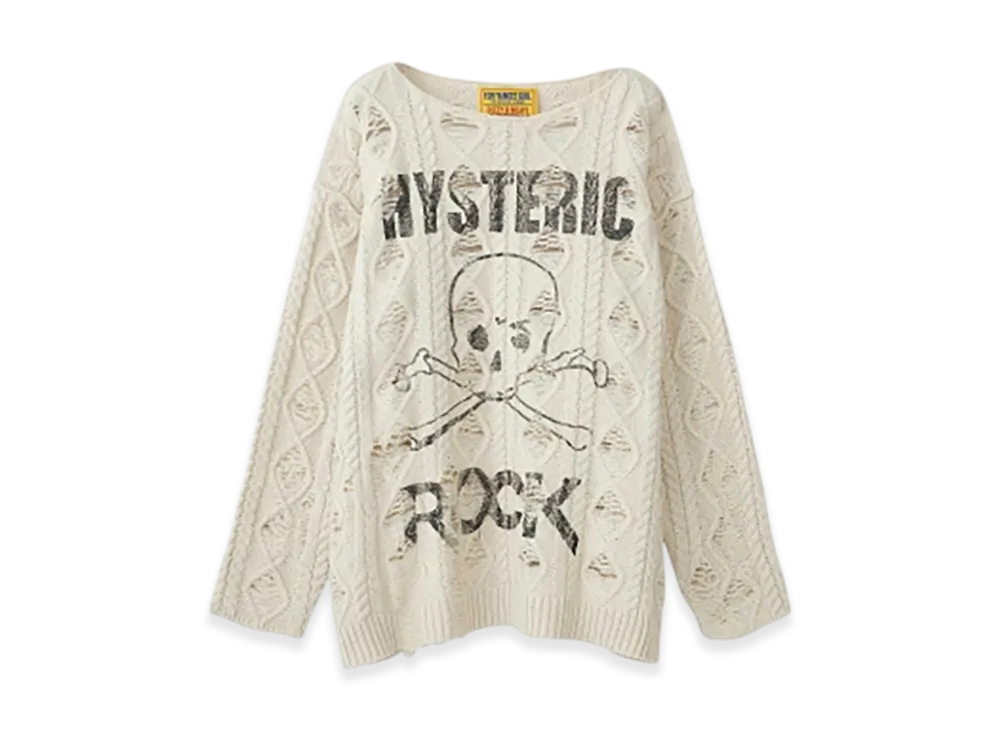HYSTERIC GLAMOUR Siena Barnes / Hys Rock Crushed Sweater "White"