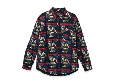 HYSTERIC GLAMOUR Hysteric Hair Cut Pattern Regular Collar Shirt "Black"