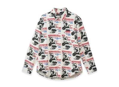 HYSTERIC GLAMOUR Hysteric Hair Cut Pattern Regular Collar Shirt "White"