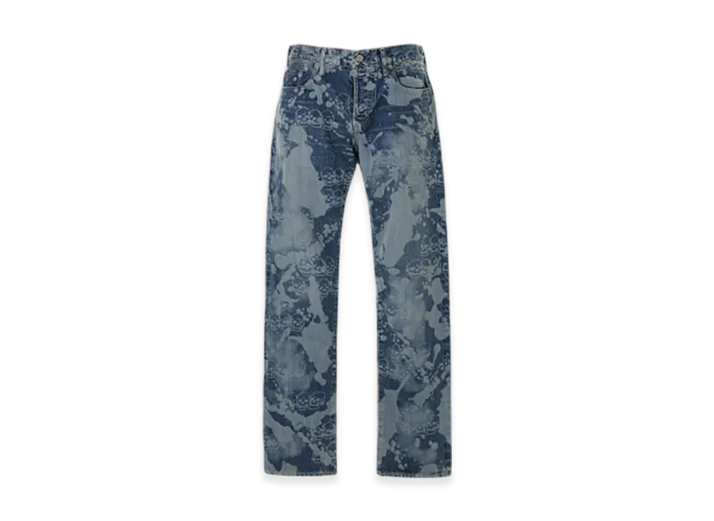 HYSTERIC GLAMOUR Dropping & Skully Pattern Slim Straight Denim Pants "Light Indigo Blue"