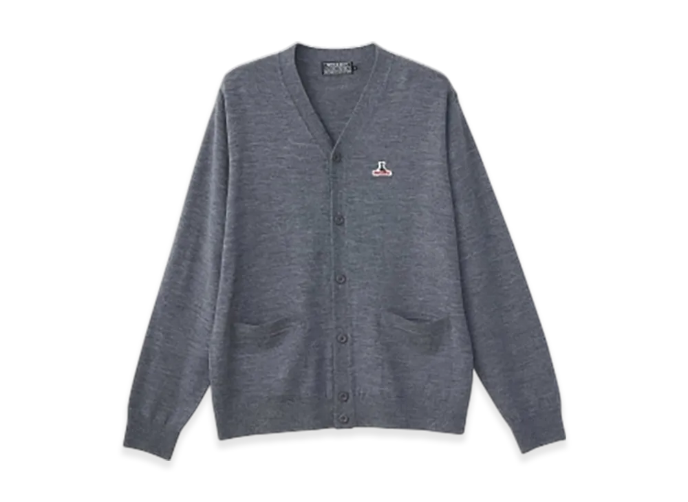 HYSTERIC GLAMOUR Speak No Evil Patch Cardigan "Top Gray"