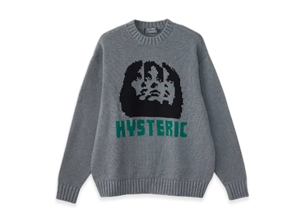 ヒステリックグラマー マルチ ウーマン編込 セーター "トップグレー"