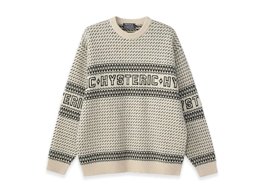 HYSTERIC GLAMOUR Hysteric Logo Jacquard Sweater "Beige"