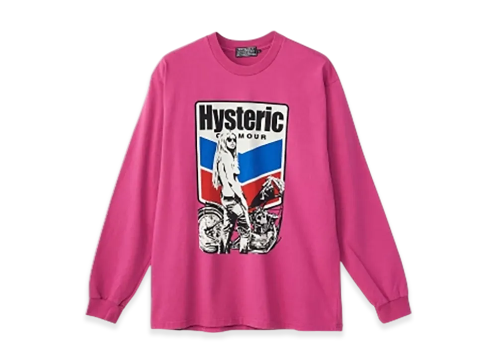 HYSTERIC GLAMOUR Motorcycle Girl T-Shirt "Pink"
