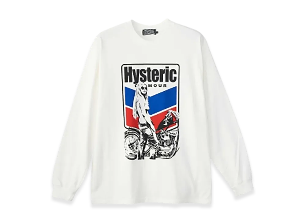 HYSTERIC GLAMOUR Motorcycle Girl T-Shirt "White"