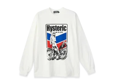 HYSTERIC GLAMOUR Motorcycle Girl T-Shirt "White"