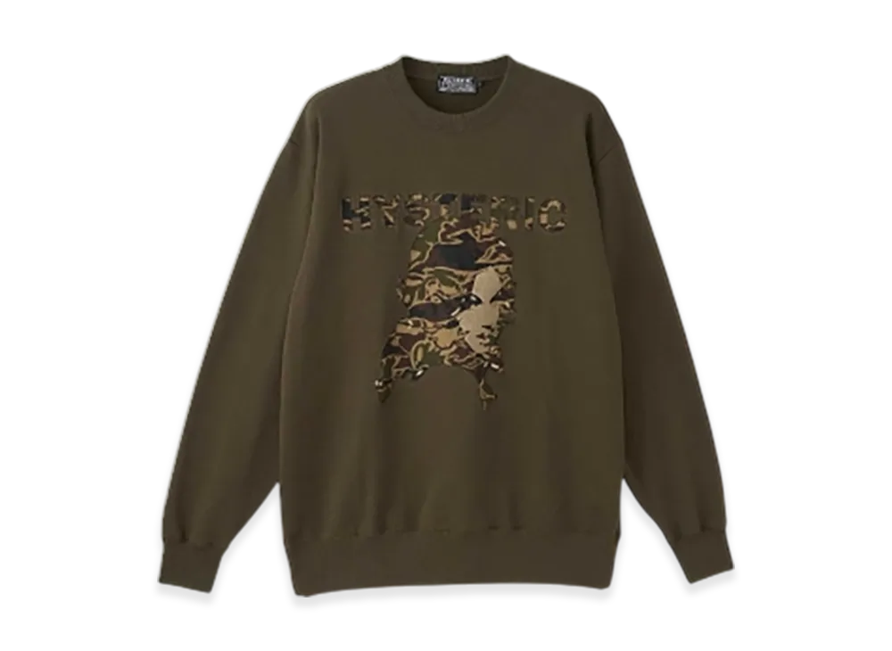 HYSTERIC GLAMOUR Woman Head Back Applique Sweatshirt "Khaki"
