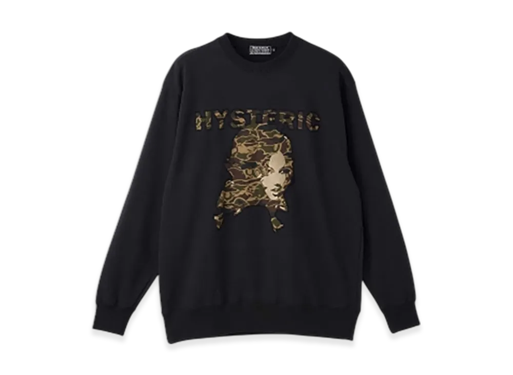 HYSTERIC GLAMOUR Woman Head Back Applique Sweatshirt "Black"