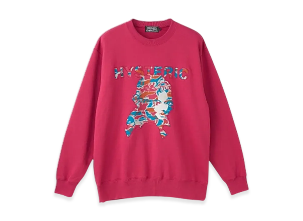 HYSTERIC GLAMOUR Woman Head Back Applique Sweatshirt "Pink"