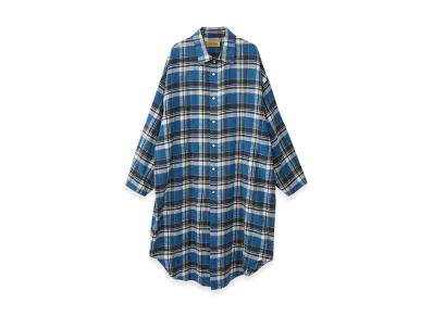 HYSTERIC GLAMOUR FM Mondo Radio Check Shirt Dress "Blue"