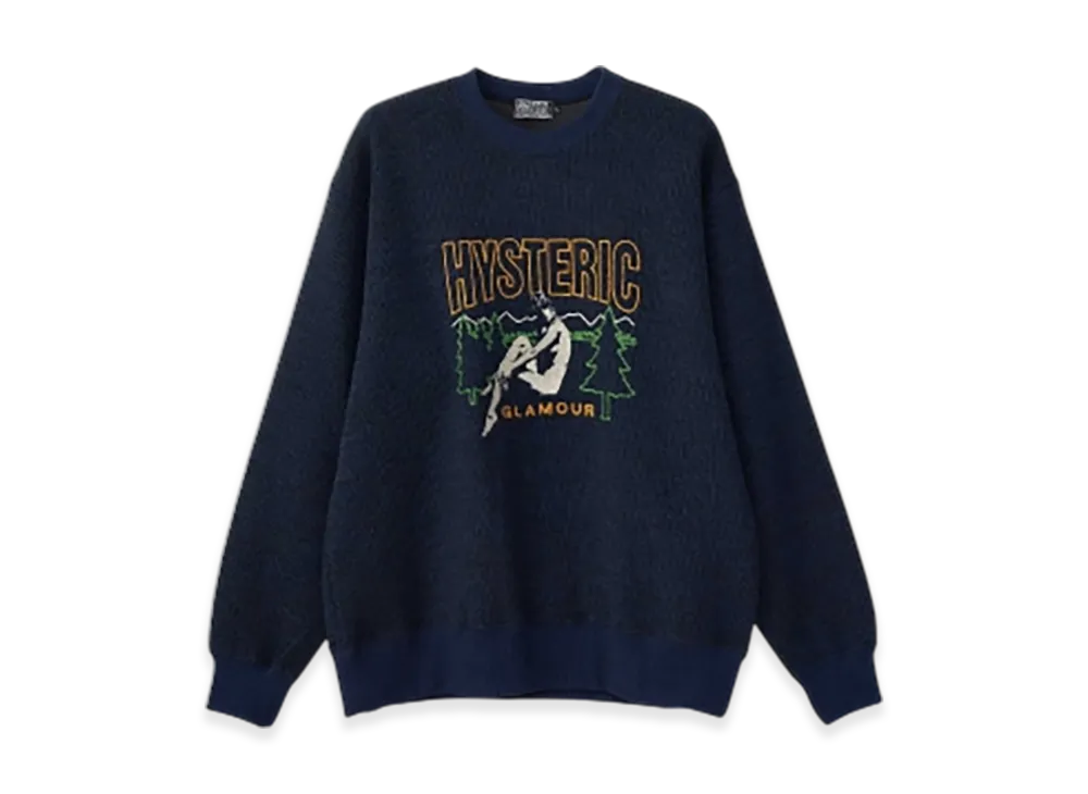 HYSTERIC GLAMOUR Chillin' Weekend Embroidered Sweatshirt "Navy"