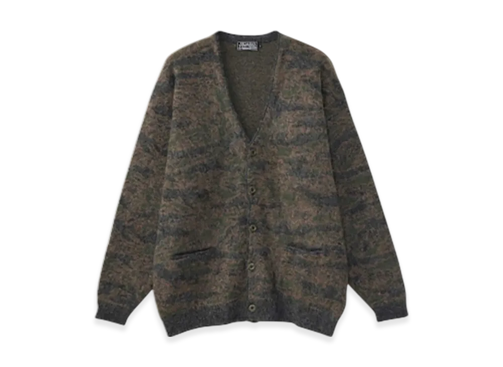 HYSTERIC GLAMOUR Tiger Camo Jacquard Cardigan "Khaki"