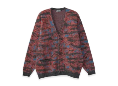 HYSTERIC GLAMOUR Tiger Camo Jacquard Cardigan "Orange"