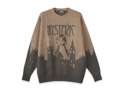 HYSTERIC GLAMOUR London Calling Jacquard Sweater "Beige"
