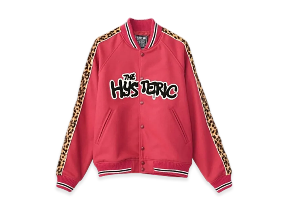 HYSTERIC GLAMOUR Bloody Hysteric Patch Stadium Jacket "Pink"