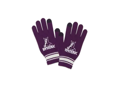 HYSTERIC GLAMOUR Speak No Evil Knit Gloves "Purple"