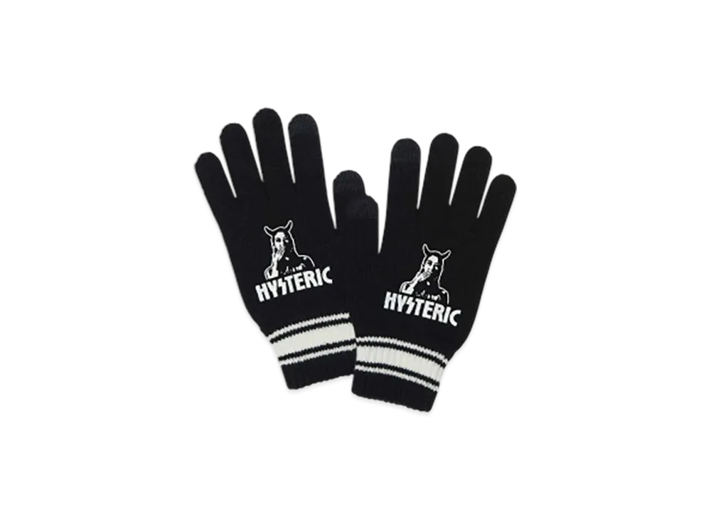 HYSTERIC GLAMOUR Speak No Evil Knit Gloves "Black"