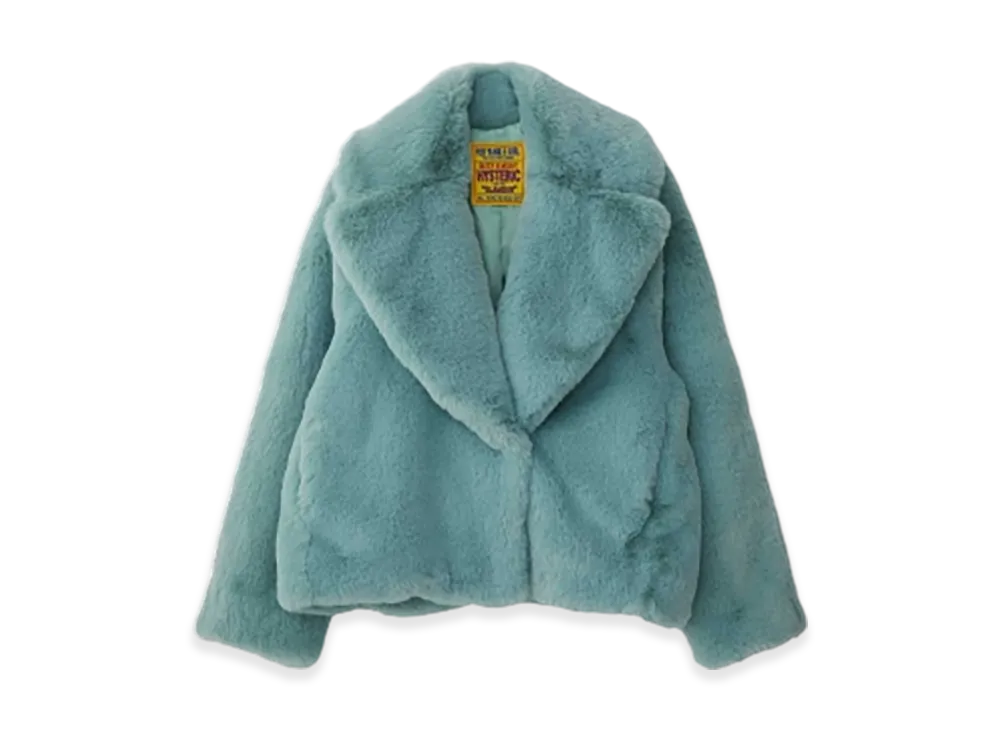 HYSTERIC GLAMOUR Fire Bear Embroidered Faux Fur Blouson "Green"