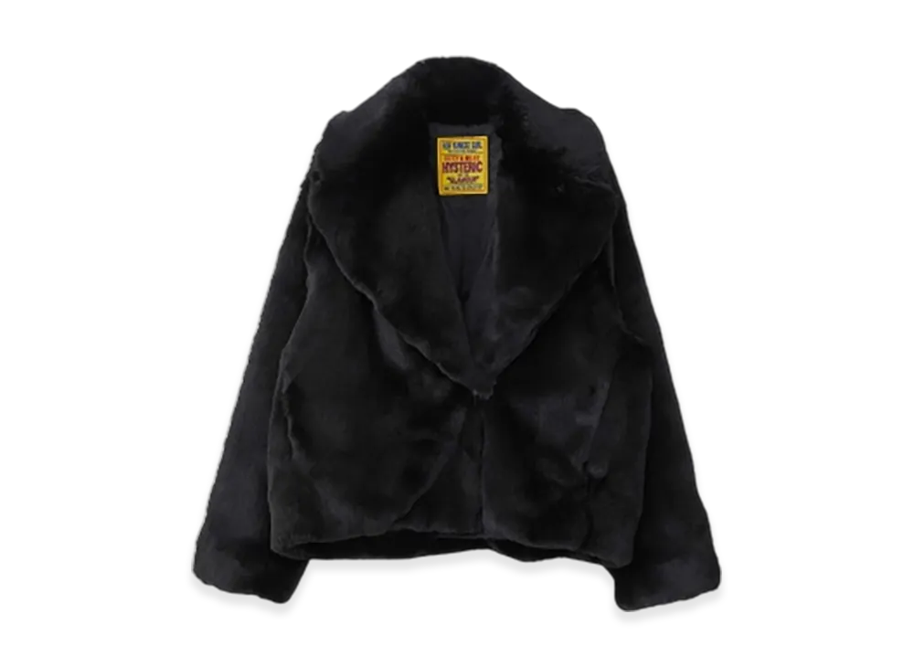 HYSTERIC GLAMOUR Fire Bear Embroidered Faux Fur Blouson "Black"