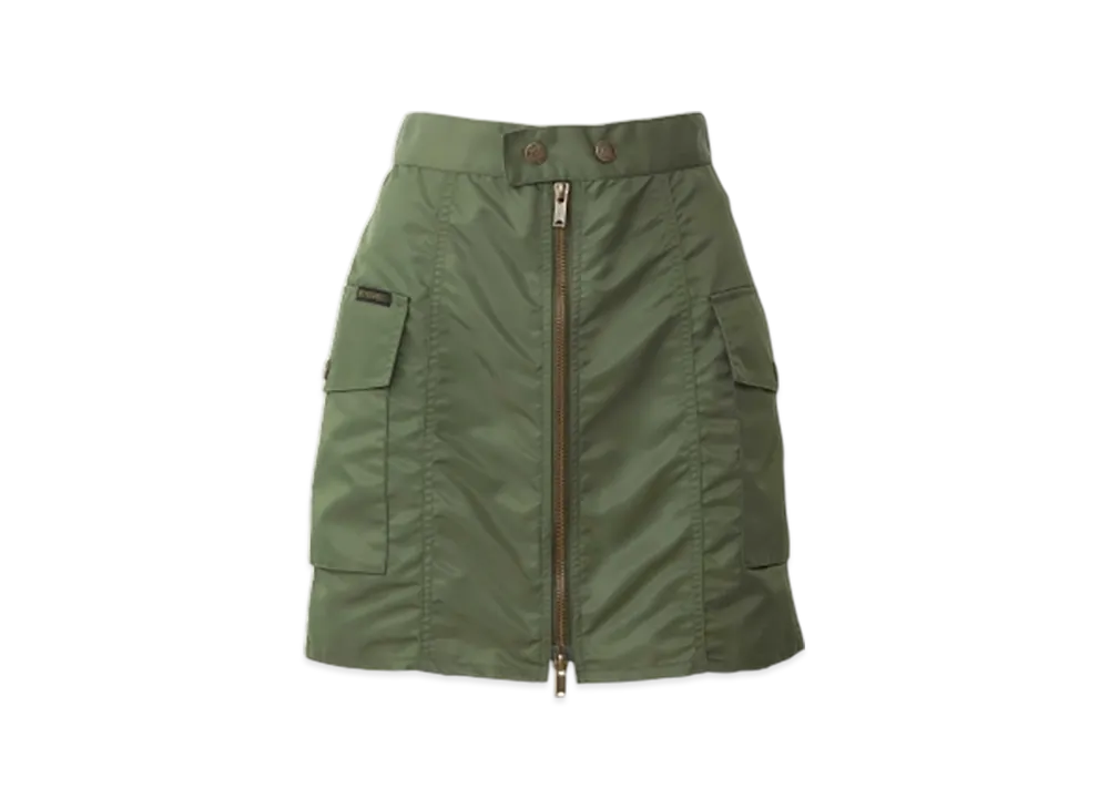 HYSTERIC GLAMOUR Front Zip Nylon Mini Skirt "Khaki"