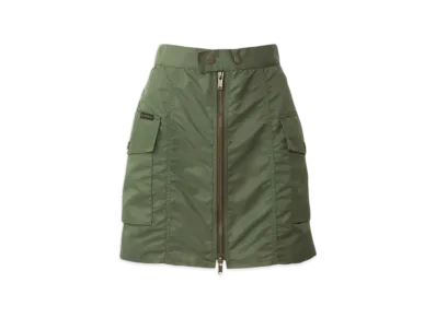 HYSTERIC GLAMOUR Front Zip Nylon Mini Skirt "Khaki"