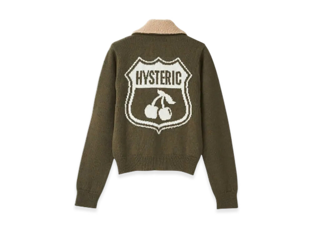 HYSTERIC GLAMOUR Road Sign Jacquard Jumper "Khaki"