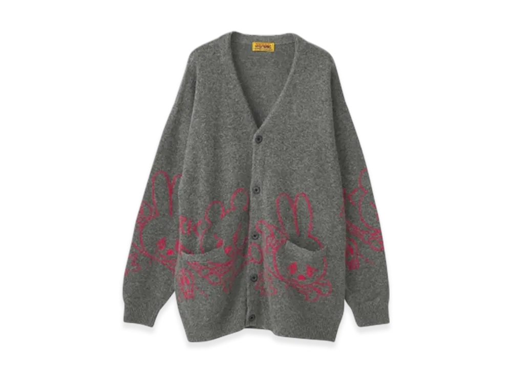 HYSTERIC GLAMOUR Ben And Lucy Jacquard Cardigan "Top Gray"